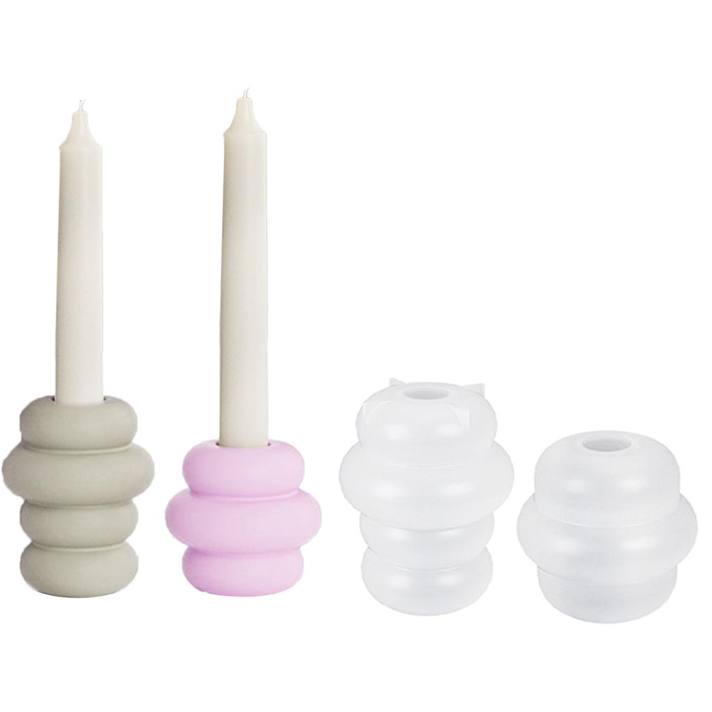 2pcs Taper Candle Holder Silicone Mold 3D Round Candlestick Casting Mould Ornament Gypsum Concrete Resin Molds Decors