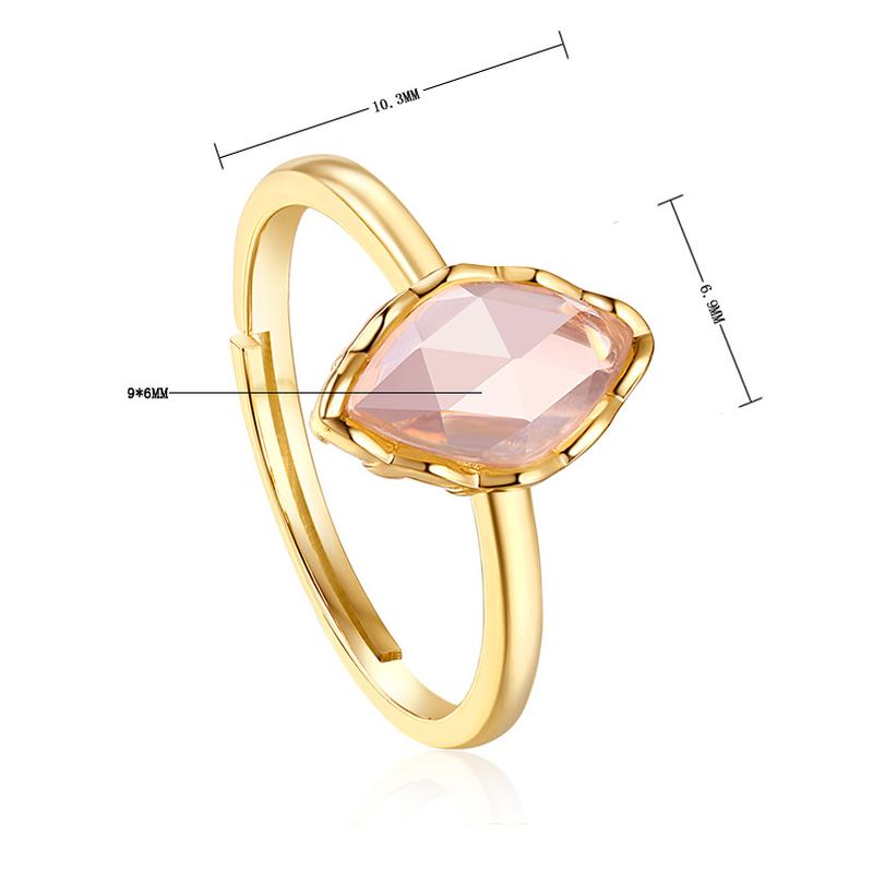 Tancise Classic 925 Sterling Silver 9*6 Pink Quartz Ring Ladies Jewelry Wedding Promise Party Gift