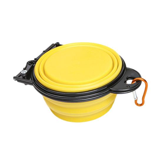 Складная миска для собак, портативная дорожная кормушка для домашних животных, расширяемая силиконовая миска для корма и воды с карабинами для прогулок, походов, кемпинга