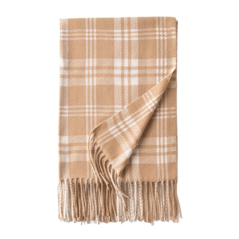 Soft Faux Cashmere Scarf With Fringe Plaid Wrap Women Winter Warm Stylish Accessory