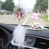 Car Pendant Cartoon Crystal Diamond Couples Hanging Ornament Auto Rearview Mirror Interior Feather Decoraction Accessories Gifts