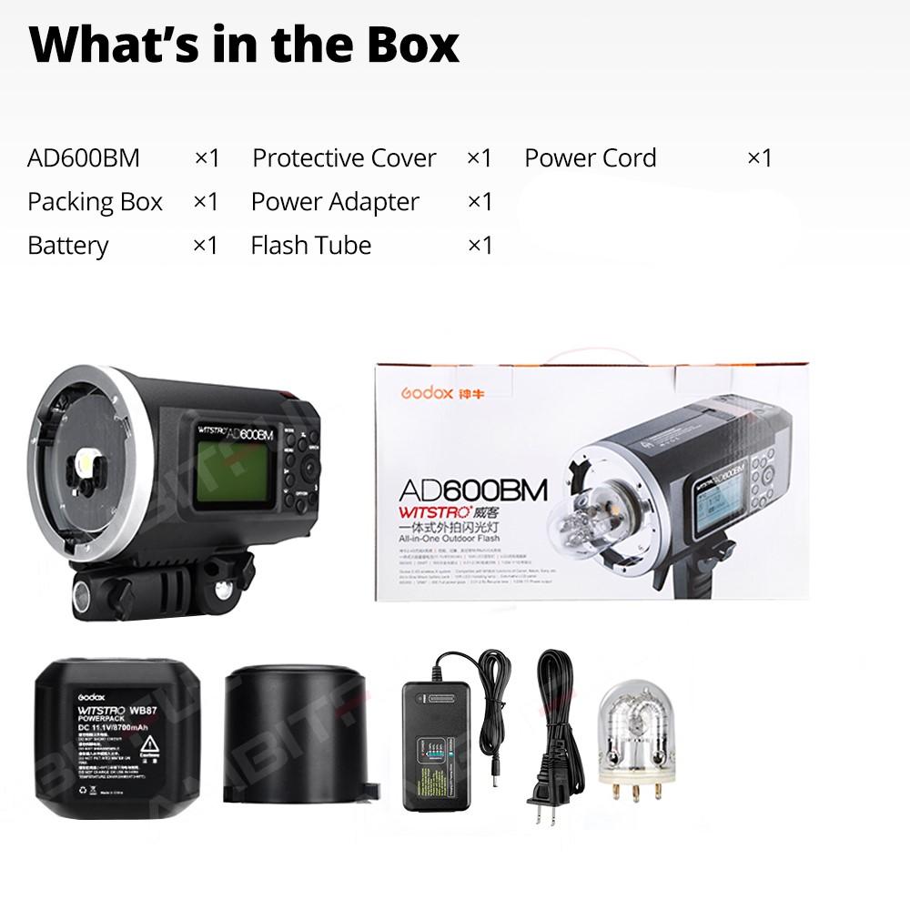 Godox AD600BM 600Ws GN87Bowens Mount High Speed Sync Outdoor Flash Strobe Light with 2.4G Wireless X System, 8700mAh Battery