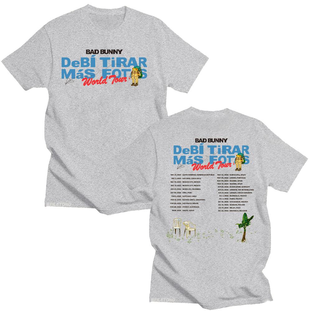 Bad Bunny DeBí TiRAR MáS FOToS World Tour Tshirt Cotton Short Sleeve Tshirts Unisex Streetwear Bad Bunny Merch Tees New Clothes