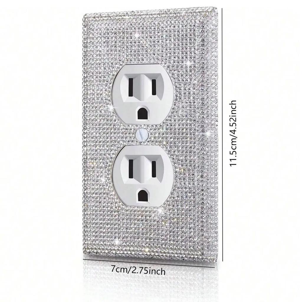 1pc Shiny Rhinestones Wall Plates Light Switch Wall Sticker, Decorative Cover Plate, Single Toggle Rhinestones Outlet Covers Wal