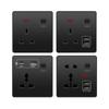 Универсальная черная USB Type-C 18 Вт интеллектуальная розетка для быстрой зарядки с двойной 5-контактной вилкой, настенный выключатель света UK Electrical Internationala