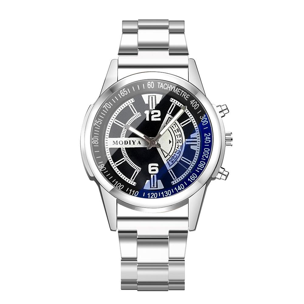 Gd282 Men's Quartz Steel Belt Watch Holiday Calendar Business Casual Blue Glass Logo Print Available Characters)
