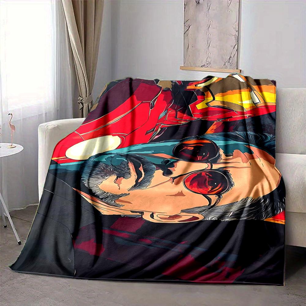 1Pc Iron Man'S Reflection Flannel Blanket, Soft And Comfortable, Casual Warm, Camping Travel, Christmas, Halloween Xmas Gift S1184