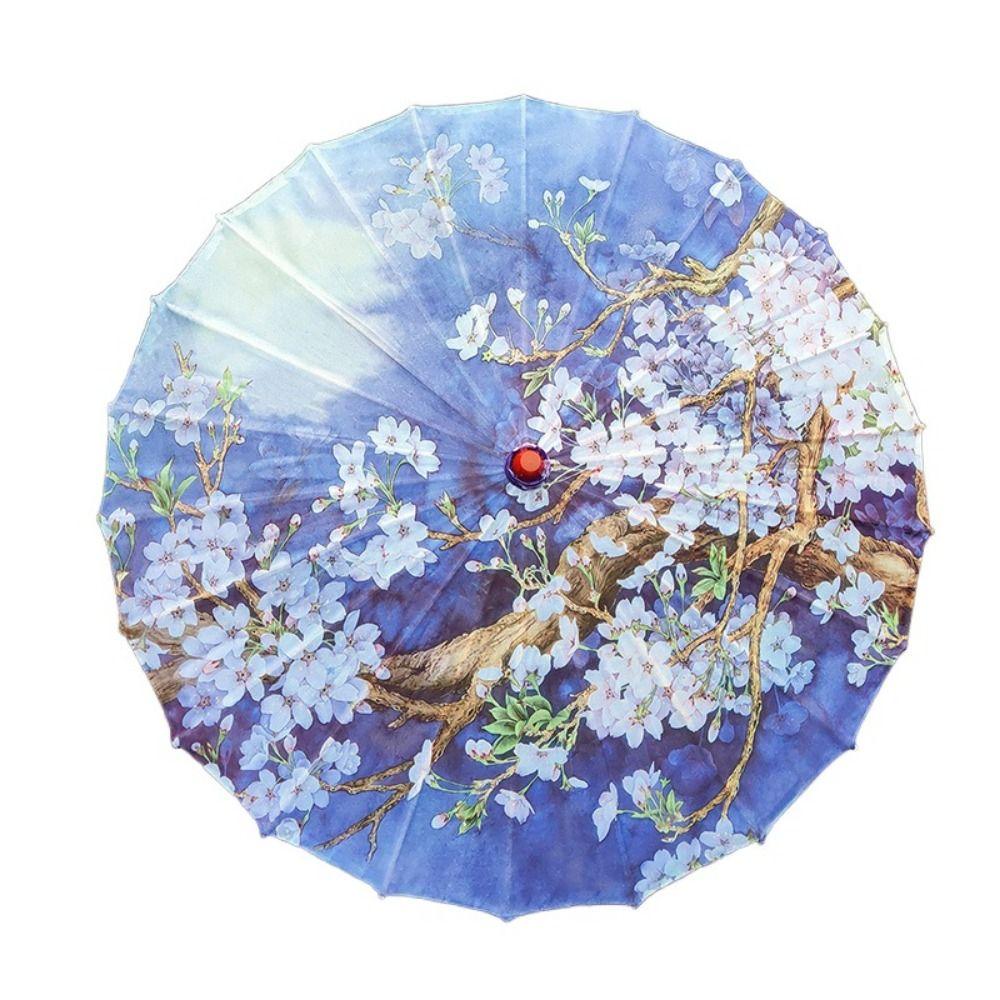 Vintage Chinese Silk Umbrella Decorative Hanging Stick Umbrella Sturdy Oiled Paper Umbrella Kids