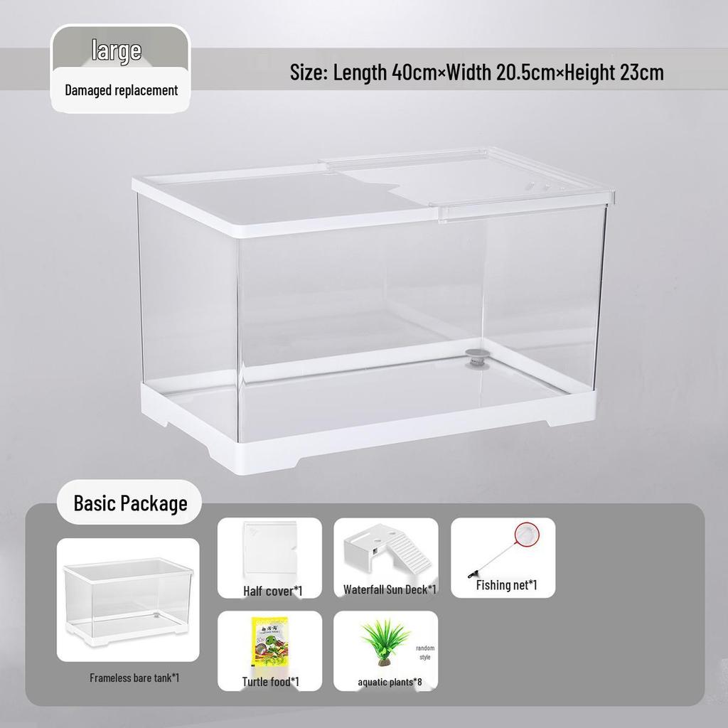 Компактный террариум для черепахи с платформой для обогрева - Элегантная настольная среда обитания с крышкой для экологичной гостиной