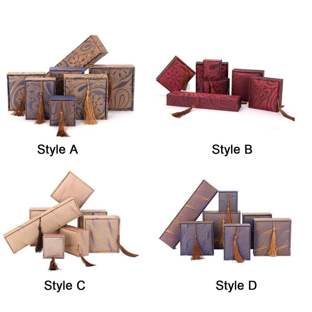 Linen Jewelry Packaging Box Chinese Style Jewelry Display Box Bracelet Storage Box Necklace