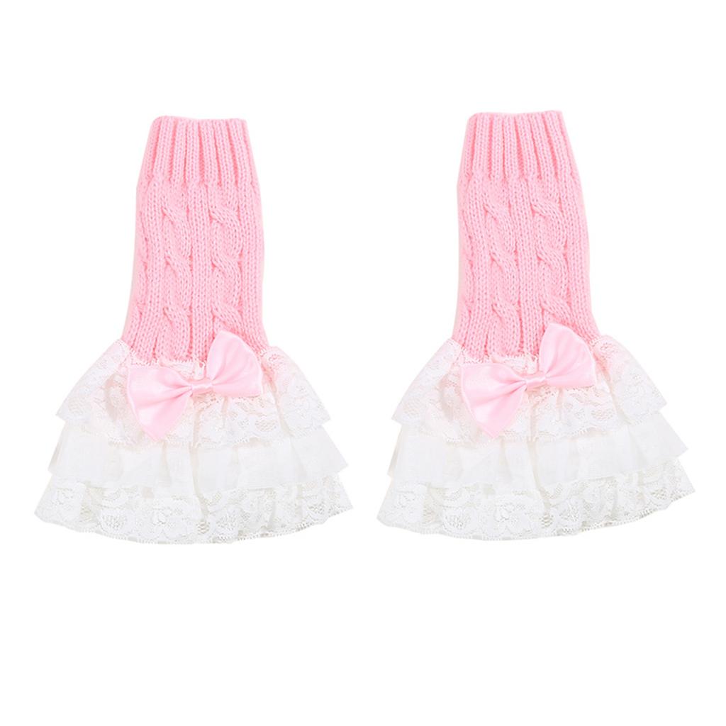 Lolita Lace Bowknot Gloves Y2K Fingerless Gothic Winter Warm Sunscreen Sleeve False Sleeve Gloves Women JK Clothing Accessories