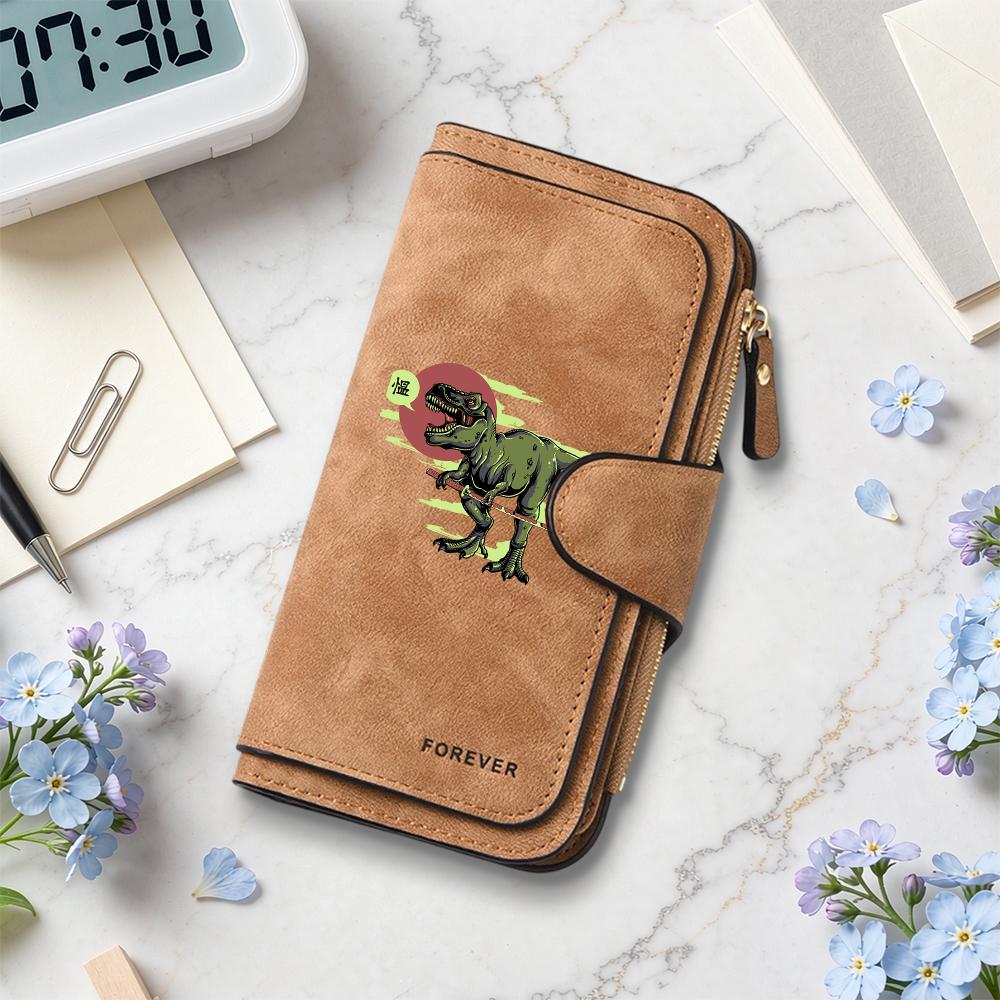 Cute Dino Print Long Wallet Fashion Multi Card Casual Purse