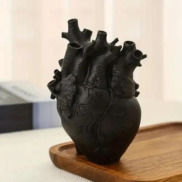 New Simulation Heart Shape Resin Vase 4 Colors Heart-shaped Arrangement Potted Plant Suitable For Home Study Office Ornament