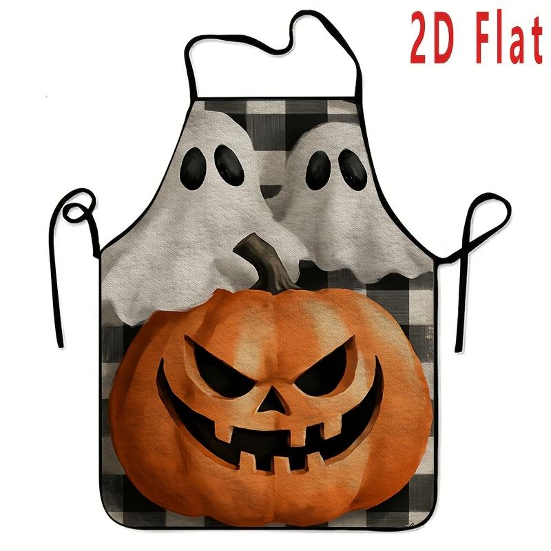 1pc 1pcs Washable & Reusable Slant Diagonal Stripe Apron Suitable for Cooking, Baking, Grilling, Gardening, Painting - & Jack-o'-Lantern Print, with &
