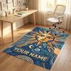 Sun Moon Theme Soft Crystal Velvet Rug Custom Name & Text Print Non Slip Floor Rug for Bedroom Living Room