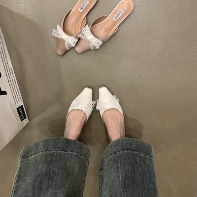 Модная обувь Женские тапочки Уличные шлепанцы Пантофли Закрытый носок 2025 Ретро обувь Женская 2025 Женские тапочки Закрытый носок Новинка Ретро