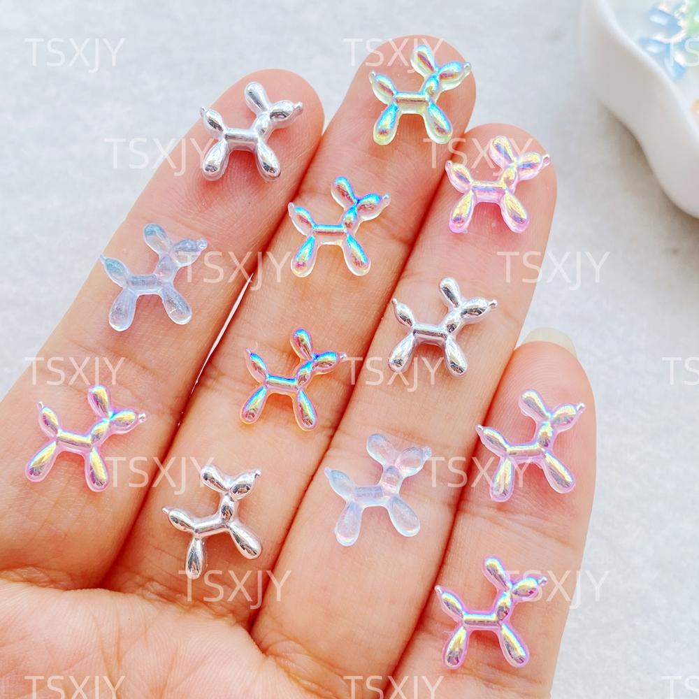 100 шт. Новые смешанные charms для нейл-арта, милые мини-мультяшные цветные воздушные шары, щенки, стразы, поделки DIY для ногтей, 3D-украшения