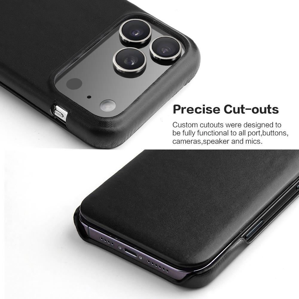 Fierre Shan-002 Роскошный Бизнес Чехол-Книжка из Кожи для iPhone 17/17e/17 Pro/17 Pro Max Защитные Пленки Задняя Крышка Телефона