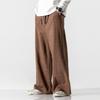 Retro Plus Size Men's Cotton Linen Striped Wide Leg Pants - 2020 Autumn/Winter Casual Chinese Style