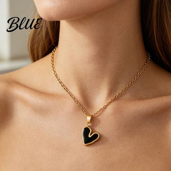 Долговечная цветная necklace с подвеской в виде черного сердца, эмалированное, с регулируемой длиной