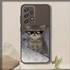 Милый Кот Мем Чехол для Телефона Для Samsung S 25,24,23,22,30,21,10,9,Ultra,Plus,Lite,FE,4,5 G Мягкий Черный Чехол