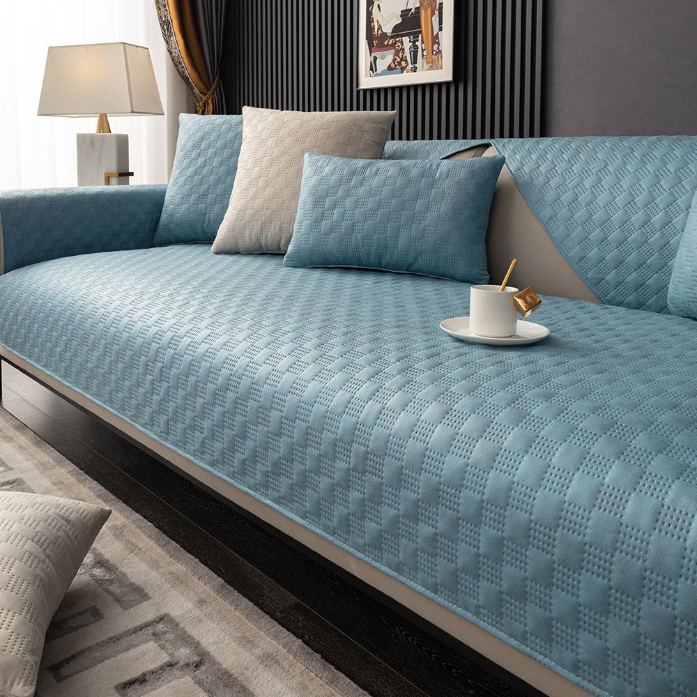 Non-Slip Sofa Cushion - Faux Suede Checkered Pattern, Waterproof And Easy To Clean (1 Piece)