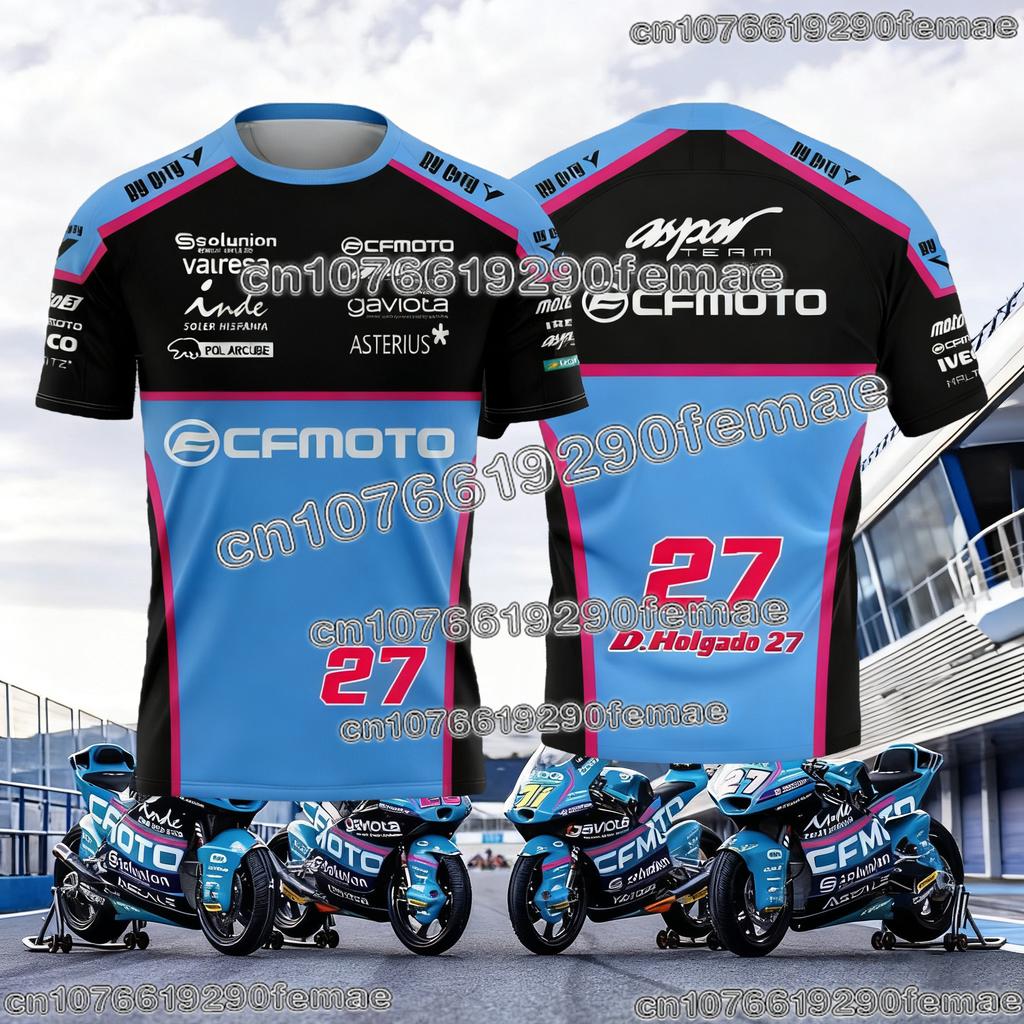 2026 CFmoto Aspar Racing Team Футболка для фанатов с коротким рукавом Мотоспорт Спортивная Повседневная Мода Удобная Ежедневная Футболка Для Мужчин И Женщин