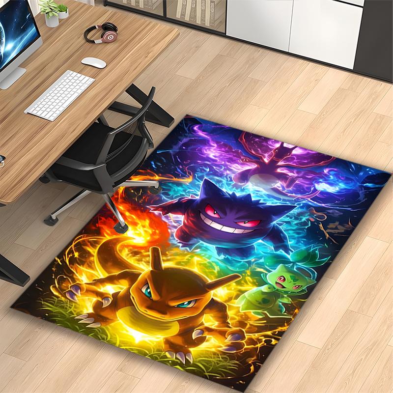 [Pokémon Pocket Monsters Printed Carpet] Non-slip Office Rug, Cozy Area Carprt for Living Room Use, Soft Home Sofa Chair Mat