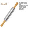 Stainless Steel Rolling Pin for Baking Pizza Dough Bread Pie Pastry Rollers with Wooden Handles Adjustable Thickness Kitchen Tools