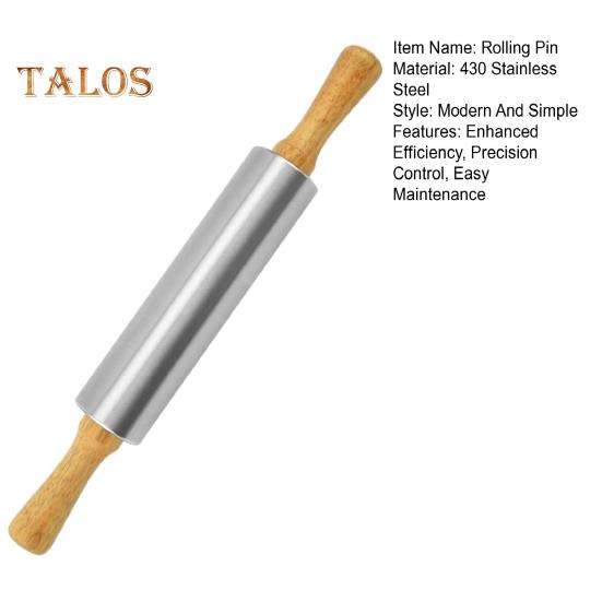 Stainless Steel Rolling Pin for Baking Pizza Dough Bread Pie Pastry Rollers with Wooden Handles Adjustable Thickness Kitchen Tools