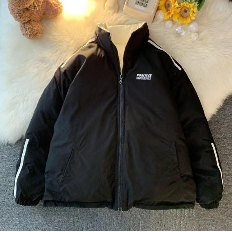 Зимний новый стиль, мужчины могут носить модную теплую хлопковую стеганую куртку с обеих сторон, повседневные модные мужские куртки