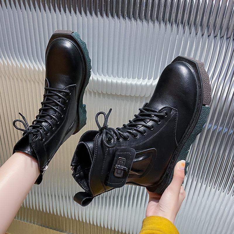 New Fashion Women's Boots British Style Casual Leather Boots Thick-soled Comfortable Martin Boots