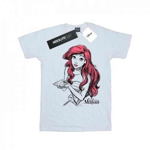 Disney Womens/Ladies Ariel Shell Sketch Cotton Boyfriend T-Shirt