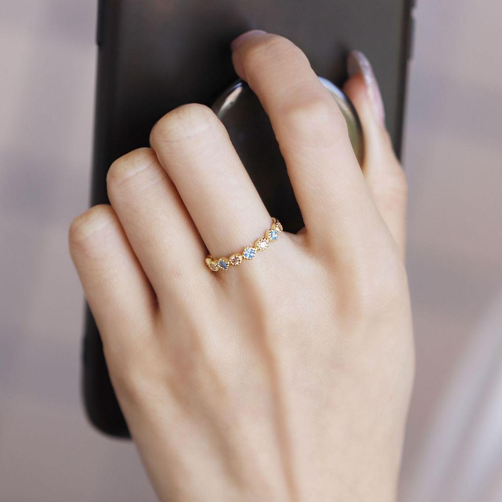 Японское винтажное кольцо из стерлингового серебра с аквамарином и цирконом