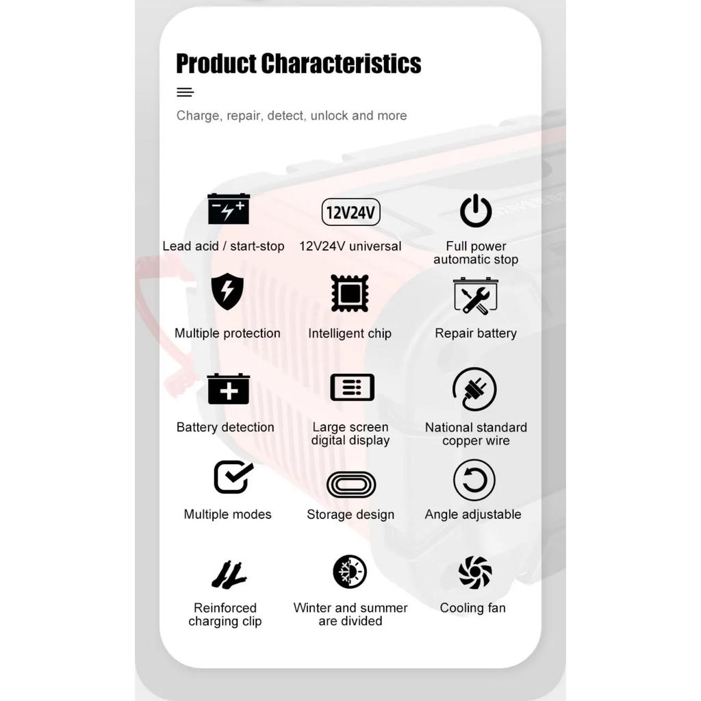 7-сегментное 10A/5A/6A автомобильное зарядное устройство для мотоцикла 12V/24V интеллектуальное зарядное устройство литиевый AGM GEL свинцово-кислотный LiFePO4 зарядное устройство для автомобиля