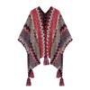 Ethnic Style Knitted Poncho Cape Vintage Bohemian Tassel Cloak Warm Shawl Travel Coat Cardigan Sweater