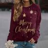 Женский модный повседневный свитшот с длинным рукавом и рождественским принтом на шее
