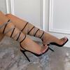 Women'S High-Heeled Sandals, Sexy Rhinestone Braided Belt, Anklet Straps, Large-Size Fashion Women'S Shoes
