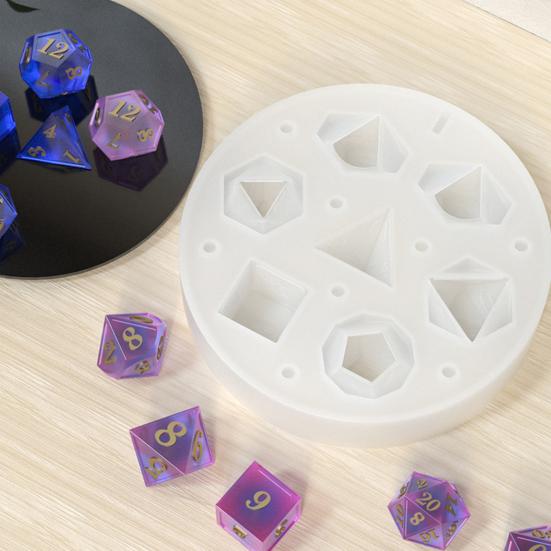 Большие формы из смолы для кубиков DND для изготовления кубиков своими руками, 7 полостей, многогранная силиконовая форма со стереоскопическим дизайном, формы из эпоксидной смолы для настольной настольной игры