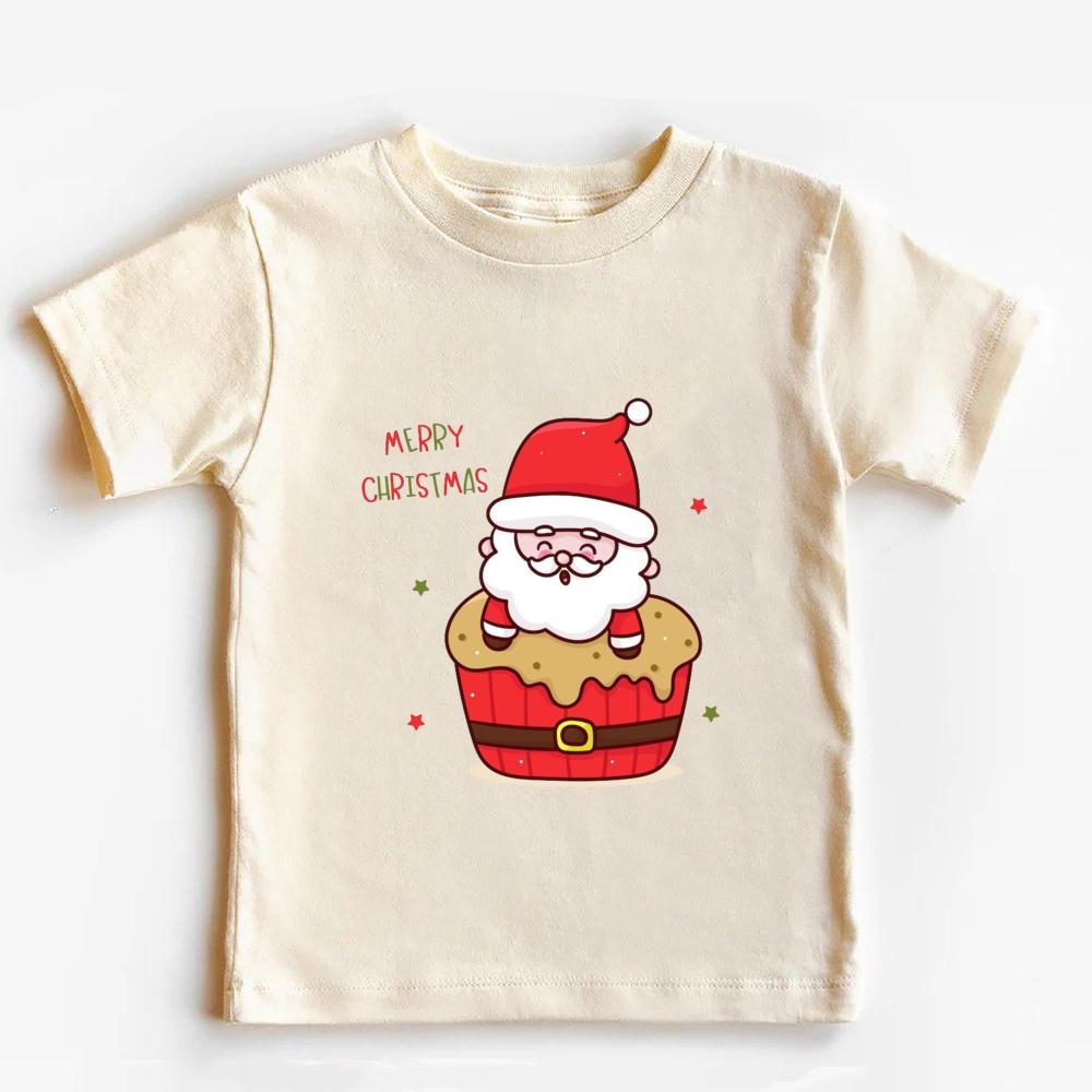 Рождественская хлопковая детская футболка с Санта-Клаусом, ретро рождественская футболка для детей, Merry Xmas для малышей и младенцев, топы, одежда