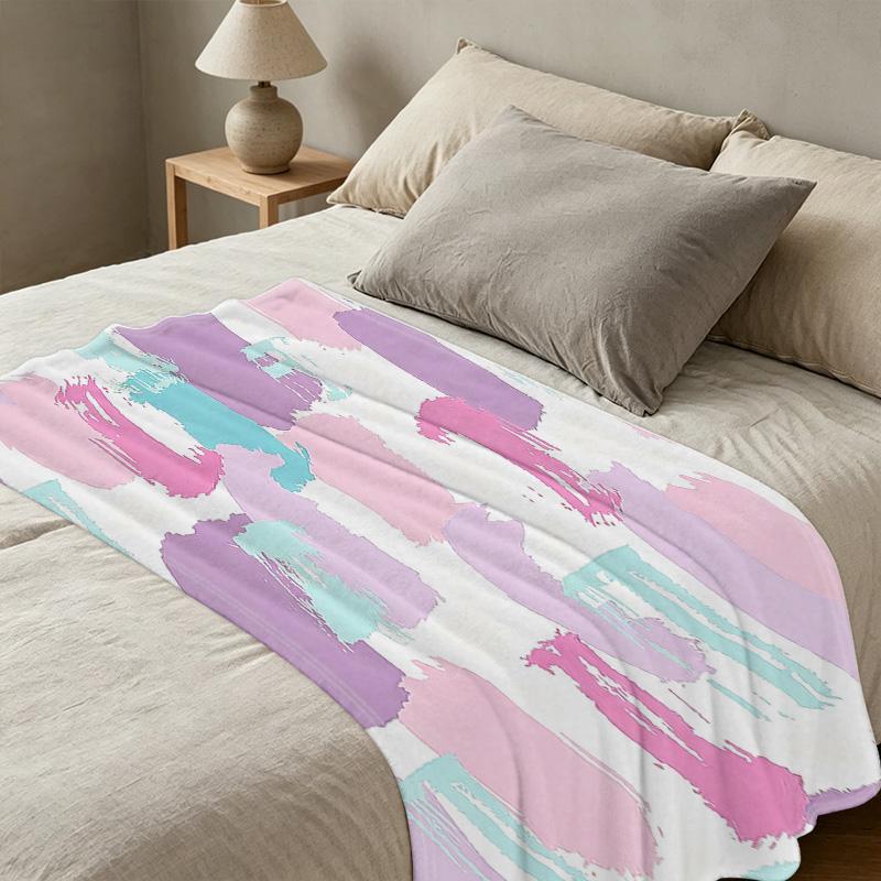 Soft Solid Color Flannel Throw Blanket Cozy Warm Home Blanket for Halloween & Christmas, Comfortable Light Fabric for Daily Casual Home Use
