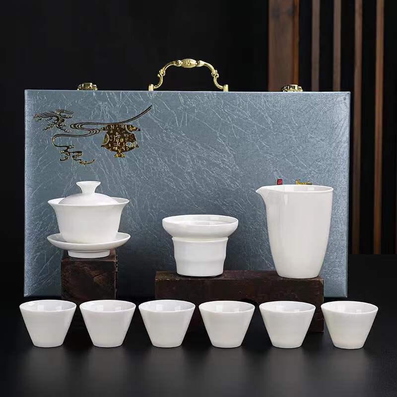 Sheep Fat Jade Glaze Ceramic Kung Fu Tea Set