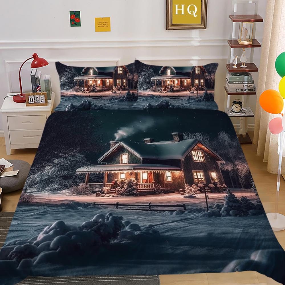 Домашнее постельное белье с рождественским принтом, королевский размер, полиэстеровая постельная одежда, детские милые покрывала высокого качества высокого качества