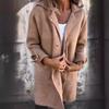 Autumn and Winter New Women's Clothing Solid Color Lapel with Pocket Cardigan Single-breasted Medium and Long Coat