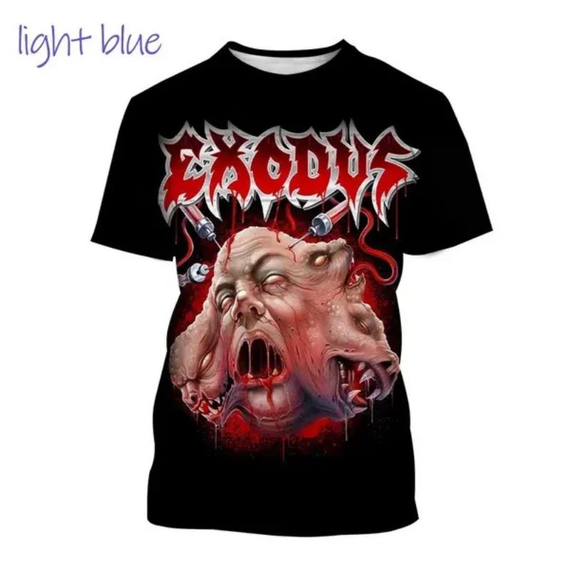 Metal Rock Exodus Band 3D Print O-Neck Tshirt Men Fashion Tees Casual Short Sleeve Oversized Y2K Harajuku Unisex Clothing