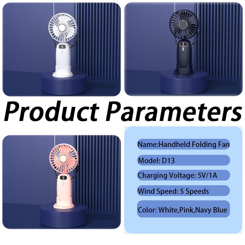 Mini Handheld Small Fan Noise Reduction USB Charging Office Desk Foldable and Portable Hangable Neck Outdoor Handheld Small Fan