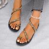 Fashion 2025 Summer Plus Size Women's Open Toe Sandals Outdoor Bling Casual Flat with Thong Sandals for New Comfortable Daily Beach