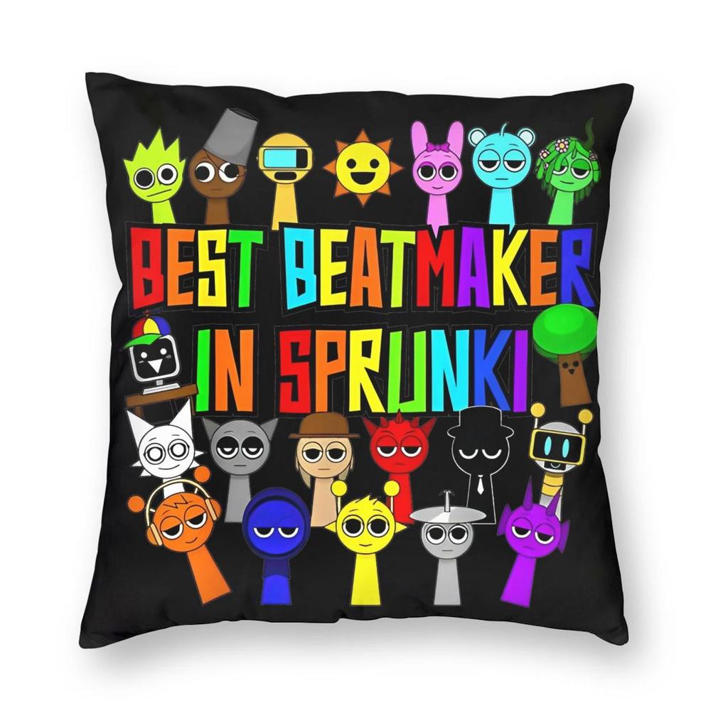 Подушка с принтом Sprunki Lime Incredibox, двусторонняя, наволочка, декоративная наволочка для диванной подушки, для дома, на молнии, 18''
