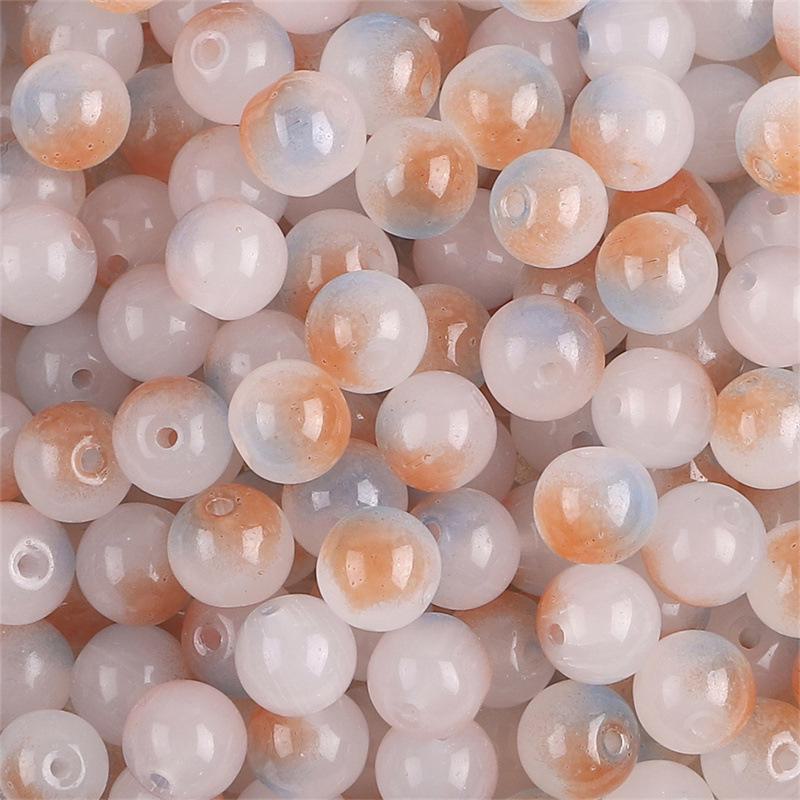 Комплект браслетов из бисера Summer Jelly Gold Glitter: Двойные стеклянные круглые бусины и полусахарные пузырчатые бусины