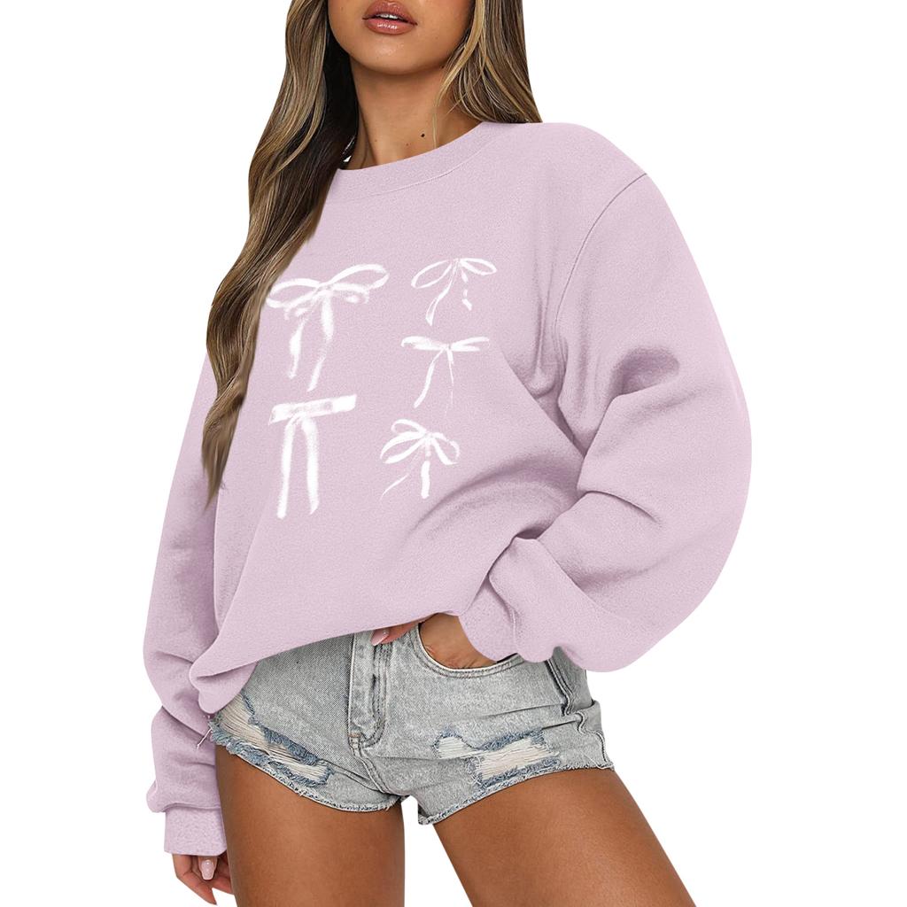 Women Tops Women's Long Sleeve Sweatshirt Casual Crewneck Loose Fit Pollover Fleece Tops